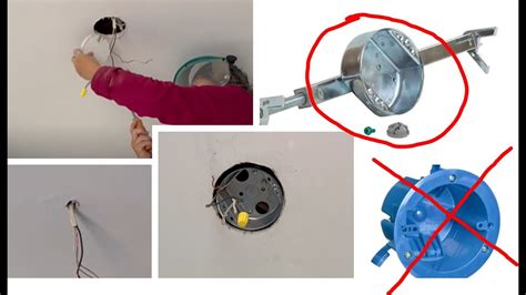 how to mount a round new work electrical ceiling box|how to install an electrical box.